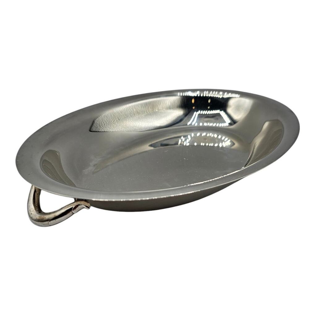 Vintage MCM Mid Century Silver Tone Serving Dish Tray